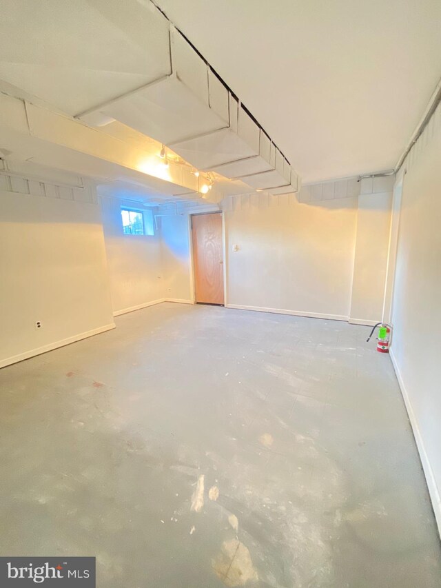 basement with baseboards