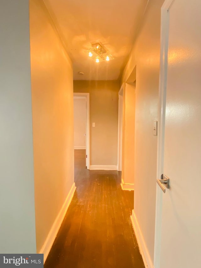 hall featuring baseboards and wood finished floors