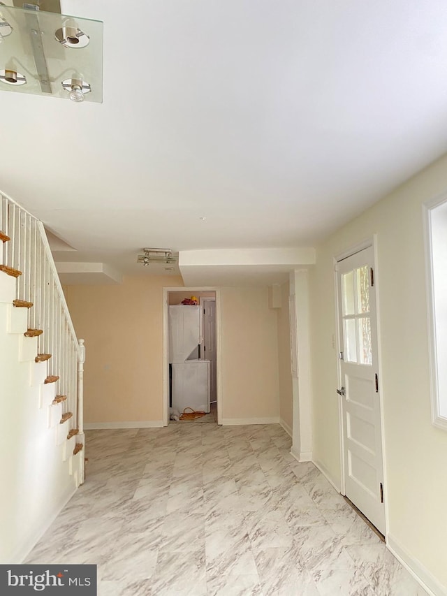 interior space featuring light tile patterned floors