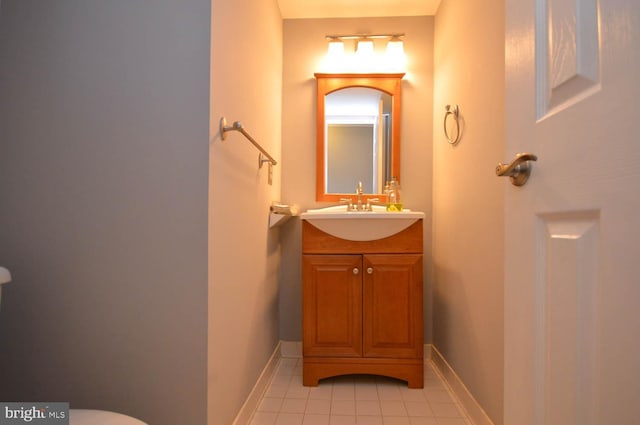 bathroom with vanity and tile patterned floors