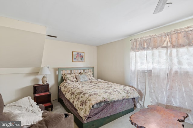 bedroom featuring ceiling fan