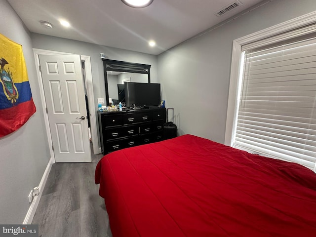 bedroom featuring dark wood-type flooring