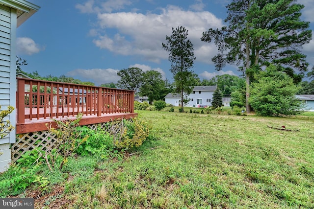 view of yard with a deck