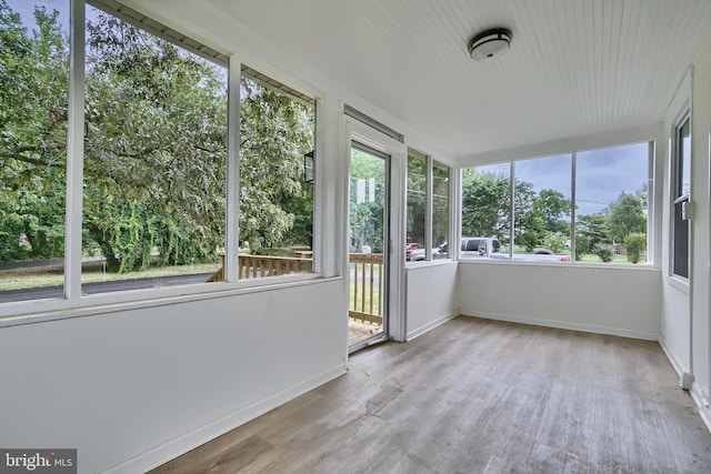 view of unfurnished sunroom