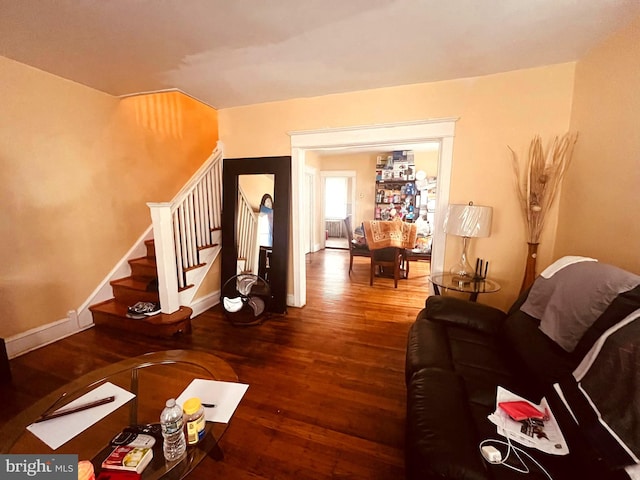 living room with wood-type flooring