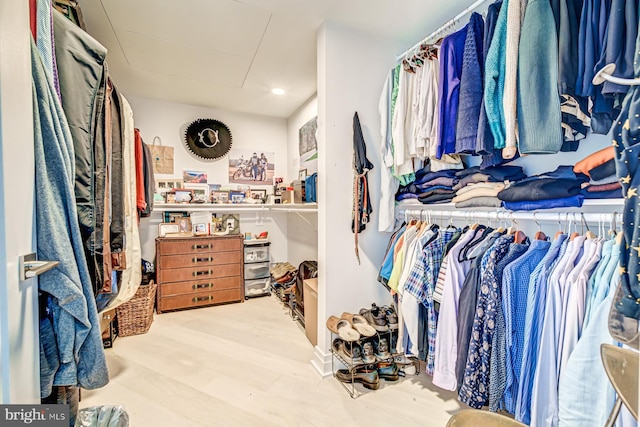 walk in closet featuring light wood-type flooring