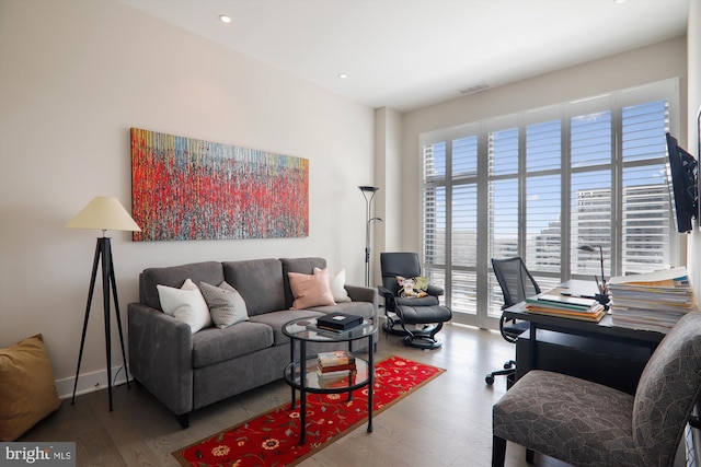 living room featuring hardwood / wood-style flooring