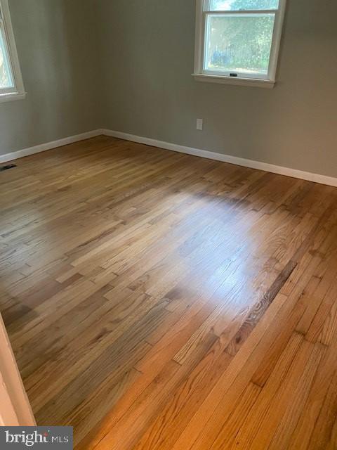 spare room with a wealth of natural light and light hardwood / wood-style flooring