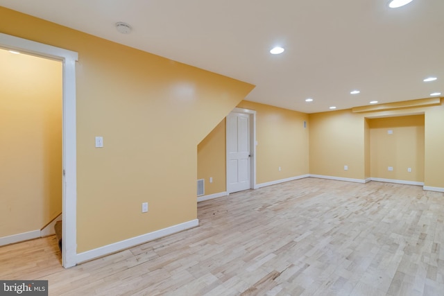 interior space with light hardwood / wood-style floors