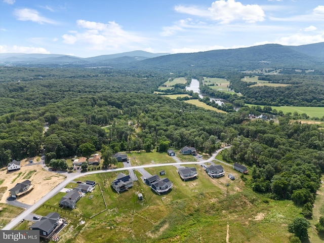 aerial view featuring a mountain view