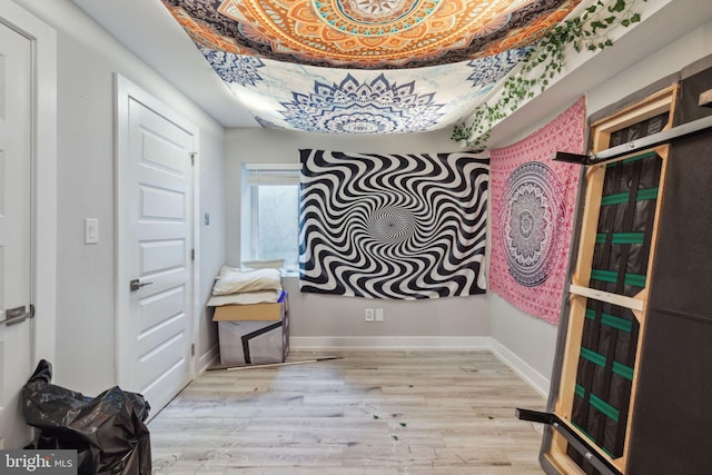 interior space with light hardwood / wood-style floors