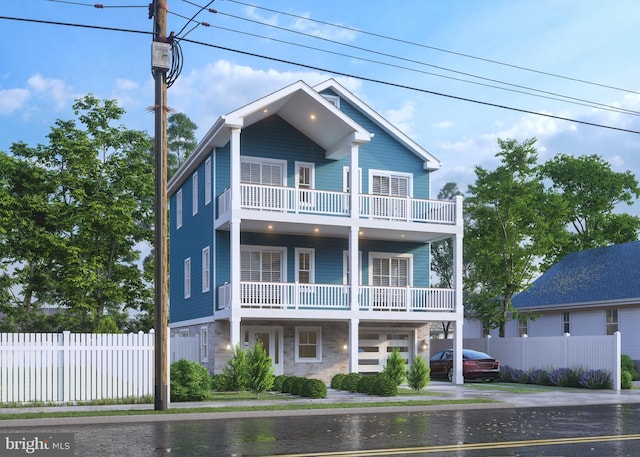 view of front of home with a balcony