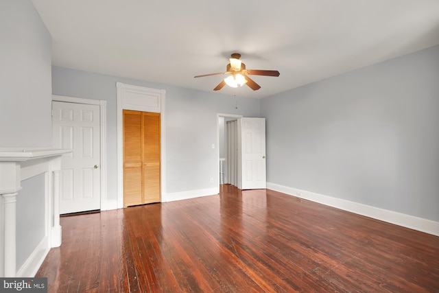 spare room featuring ceiling fan and wood-type flooring