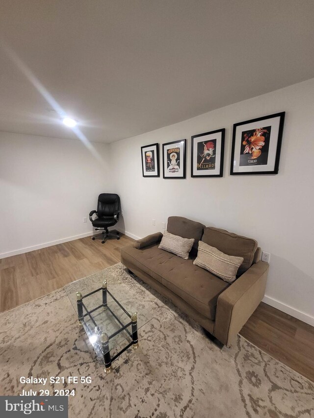 living room with hardwood / wood-style flooring