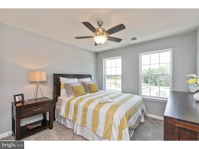 bedroom with carpet and ceiling fan