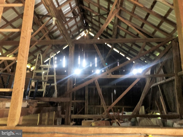 view of unfinished attic