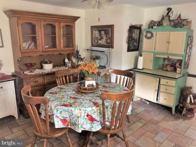 dining area featuring ceiling fan