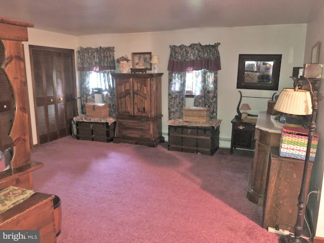 interior space featuring carpet