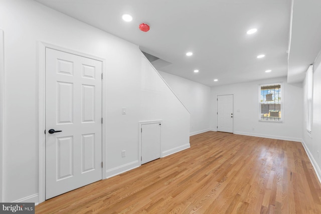 interior space with light hardwood / wood-style floors