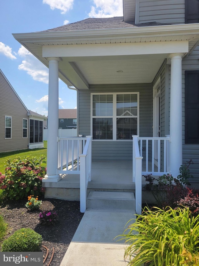 wooden deck with covered porch