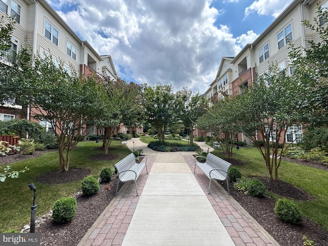 view of community featuring a yard