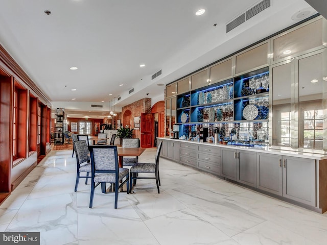 dining area with bar area