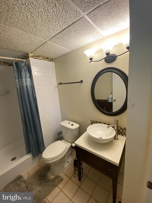 1184 Bannister Cir, Waldorf, MD 20602 - bathroom featuring a shower stall, toilet, tile patterned floors, and vanity