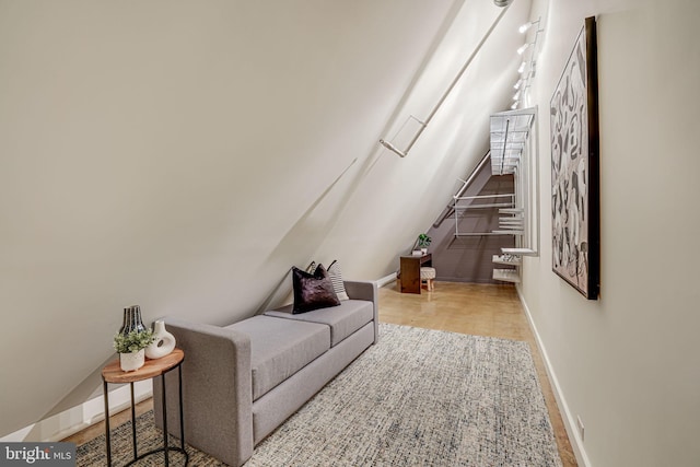 living area featuring hardwood / wood-style floors