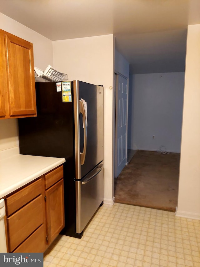 kitchen with stainless steel refrigerator