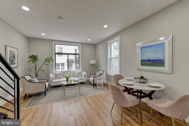 living room featuring light hardwood / wood-style flooring