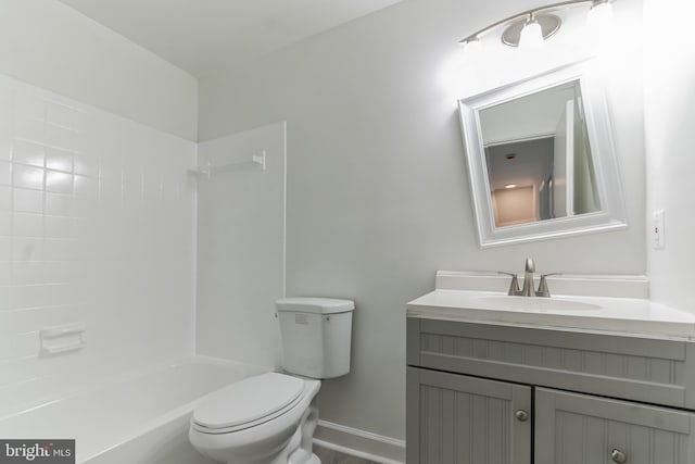 full bathroom featuring vanity, toilet, and shower / bath combination