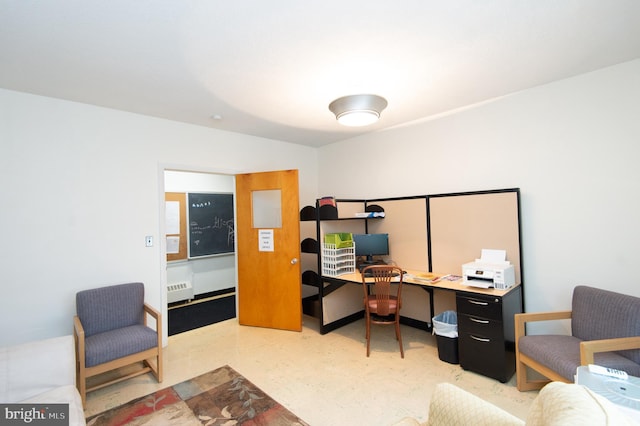 office area with radiator heating unit