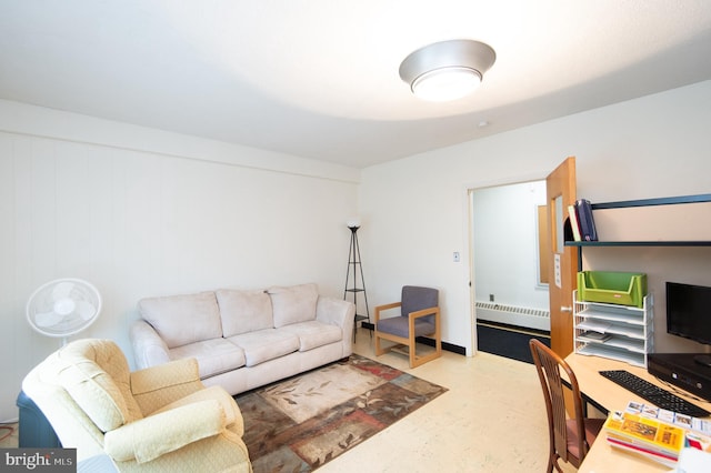 living room featuring radiator