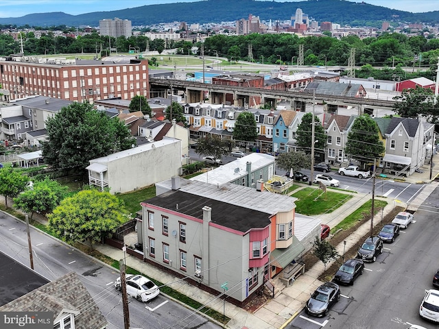 drone / aerial view with a mountain view