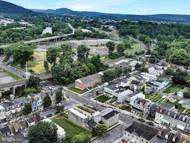 drone / aerial view with a mountain view