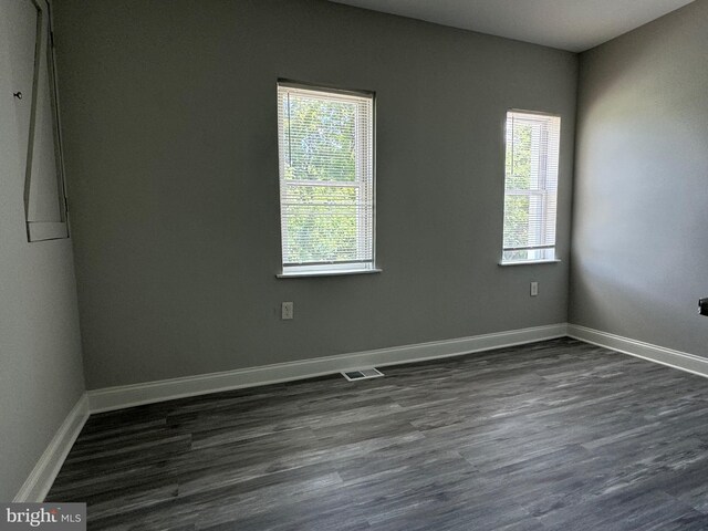 spare room with a wealth of natural light and hardwood / wood-style floors