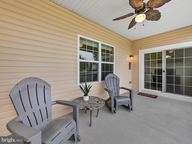 view of patio / terrace featuring ceiling fan