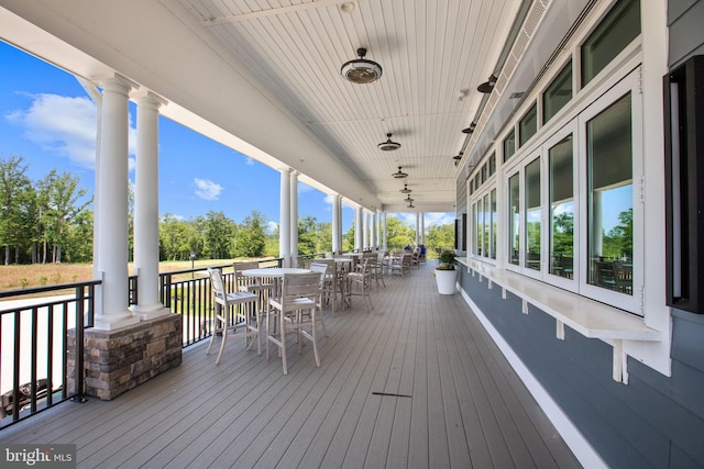 deck featuring a porch