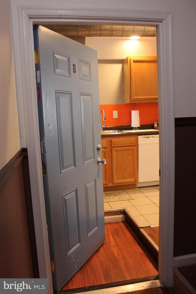 interior space featuring sink and hardwood / wood-style floors