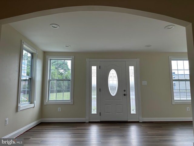 foyer entrance featuring hardwood / wood-style flooring