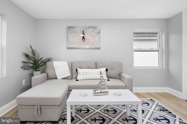 living room featuring light wood-type flooring