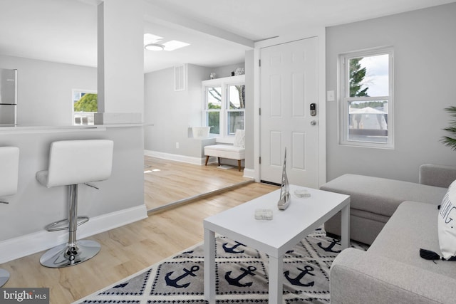 living room featuring light hardwood / wood-style floors