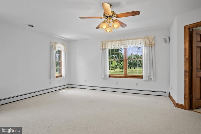 empty room with carpet flooring and ceiling fan