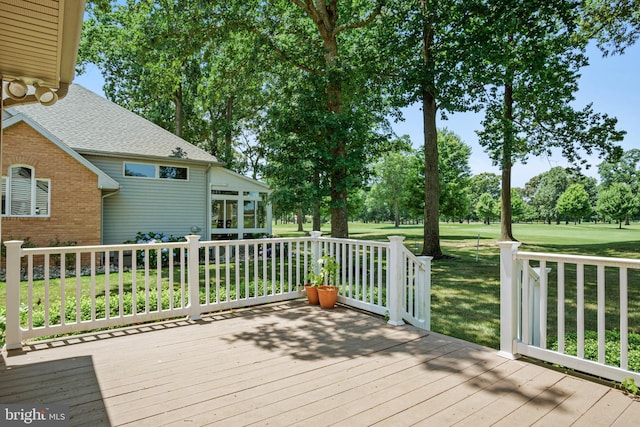 deck with a lawn