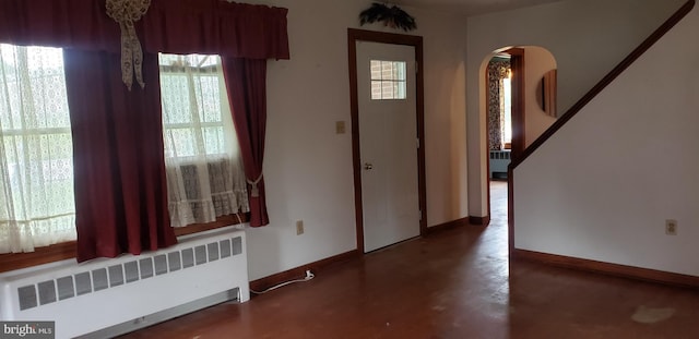 entrance foyer with radiator heating unit