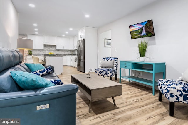 living room with light wood-type flooring