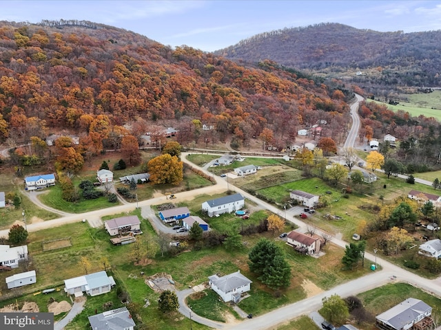 bird's eye view with a mountain view