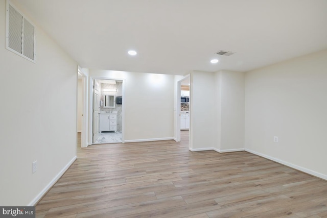 interior space with light hardwood / wood-style floors