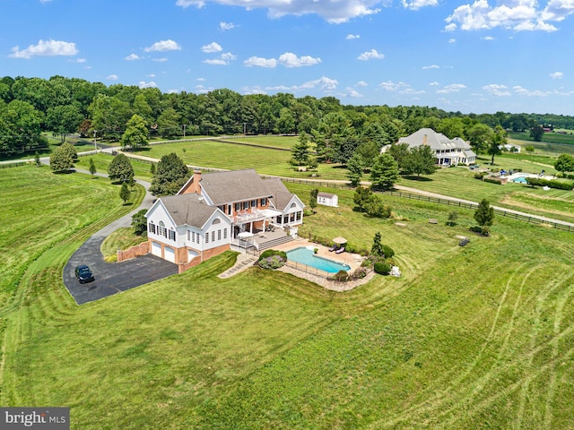 drone / aerial view featuring a rural view