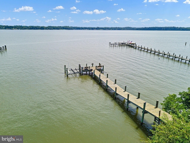 view of dock featuring a water view